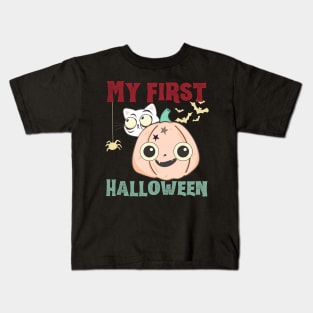 My first Halloween cat, pumpkin Kids T-Shirt